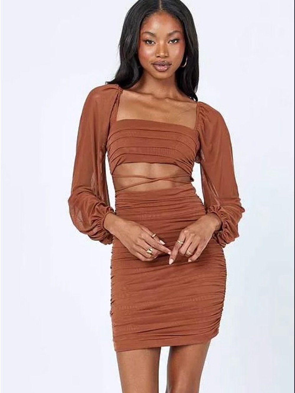 Courtney Long Sleeve Mini Dress - Princess Polly